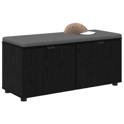 Hallbänk Svart Ek 100 x 38 x 46 cm Konstruerat Trä och Tyg