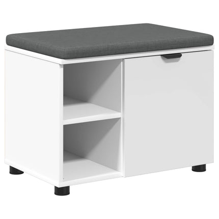 Hallbänk med kudde Vit 60 x 38 x 46 cm Konstruerat Trä och Tyg