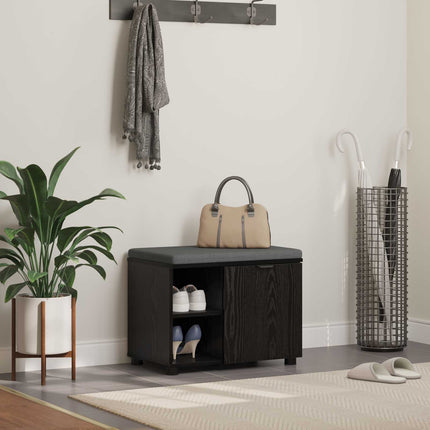 Hallbänk Svart Ek 60 x 38 x 46 cm Konstruerat Trä och Tyg