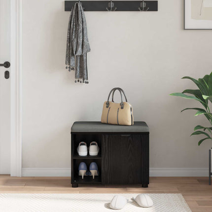 Hallbänk Svart Ek 60 x 38 x 46 cm Konstruerat Trä och Tyg
