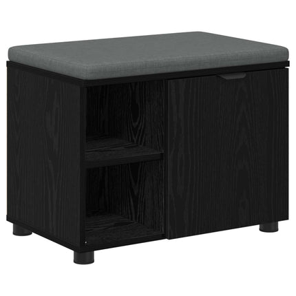 Hallbänk Svart Ek 60 x 38 x 46 cm Konstruerat Trä och Tyg