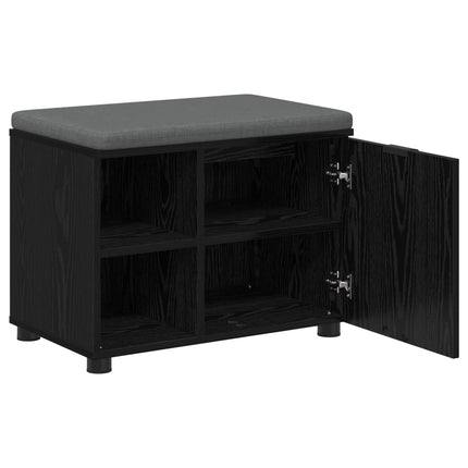 Hallbänk Svart Ek 60 x 38 x 46 cm Konstruerat Trä och Tyg