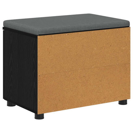 Hallbänk Svart Ek 60 x 38 x 46 cm Konstruerat Trä och Tyg