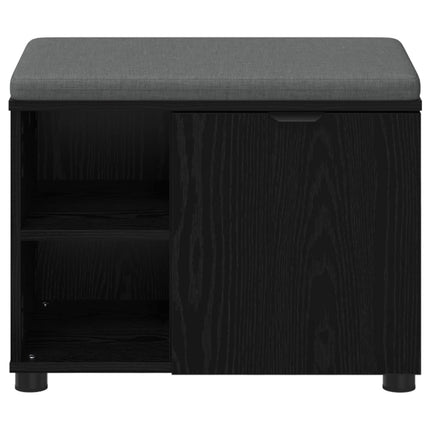 Hallbänk Svart Ek 60 x 38 x 46 cm Konstruerat Trä och Tyg