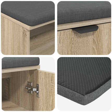 Hallbänk Sonoma-ek 60 x 38 x 46 cm Konstruerat Trä och Tyg