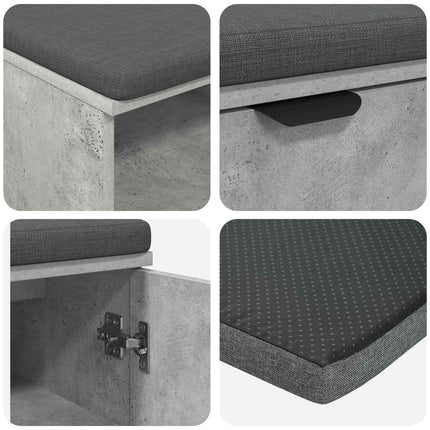 Hallbänk BetongGrå 60 x 38 x 46 cm Konstruerat Trä och Tyg