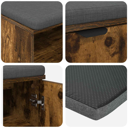Hallbänk Rökt Ek 60 x 38 x 46 cm Konstruerat Trä och Tyg