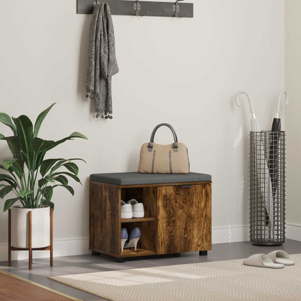 Hallbänk Rökt Ek 60 x 38 x 46 cm Konstruerat Trä och Tyg