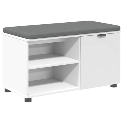 Hallbänk med kudde Vit 80 x 38 x 46 cm Konstruerat Trä och Tyg