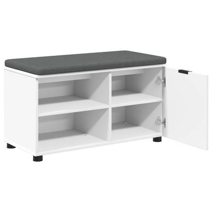 Hallbänk med kudde Vit 80 x 38 x 46 cm Konstruerat Trä och Tyg