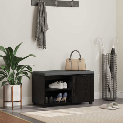 Hallbänk Svart Ek 80 x 38 x 46 cm Konstruerat Trä och Tyg