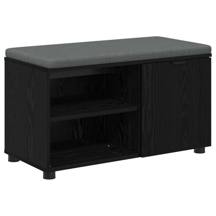 Hallbänk Svart Ek 80 x 38 x 46 cm Konstruerat Trä och Tyg