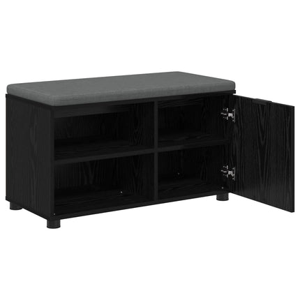 Hallbänk Svart Ek 80 x 38 x 46 cm Konstruerat Trä och Tyg