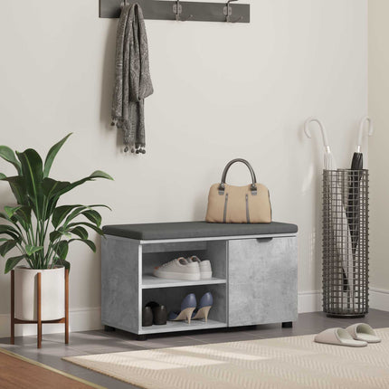 Hallbänk BetongGrå 80 x 38 x 46 cm Konstruerat Trä och Tyg