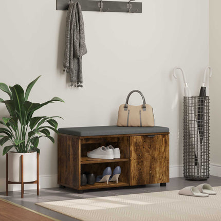 Hallbänk Rökt Ek 80 x 38 x 46 cm Konstruerat Trä och Tyg