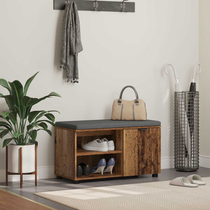 Hallbänk Gammalt trä 80 x 38 x 46 cm Konstruerat Trä och Tyg
