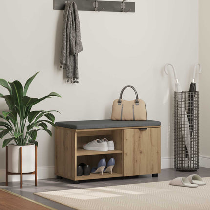 Hallbänk Artisan Ek 80 x 38 x 46 cm Konstruerat Trä och Tyg