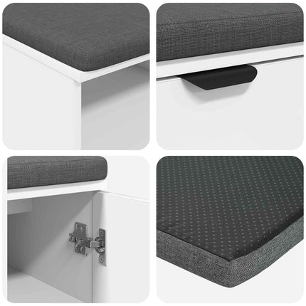 Hallbänk med kudde Vit 100 x 38 x 46 cm Konstruerat Trä och Tyg