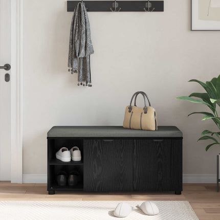 Hallbänk Svart Ek 100 x 38 x 46 cm Konstruerat Trä och Tyg