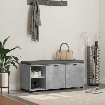 Hallbänk BetongGrå 100 x 38 x 46 cm Konstruerat Trä och Tyg