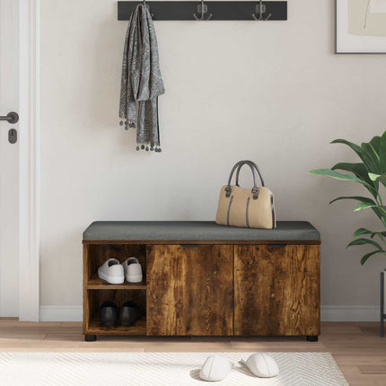 Hallbänk Rökt Ek 100 x 38 x 46 cm Konstruerat Trä och Tyg