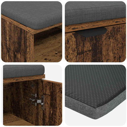 Hallbänk Gammalt trä 100 x 38 x 46 cm Konstruerat Trä och Tyg