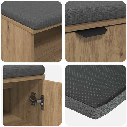 Hallbänk Artisan Ek 100 x 38 x 46 cm Konstruerat Trä och Tyg