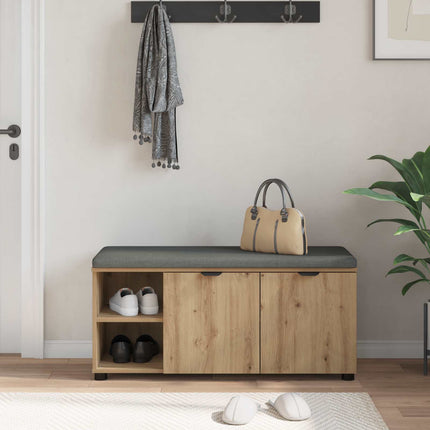 Hallbänk Artisan Ek 100 x 38 x 46 cm Konstruerat Trä och Tyg
