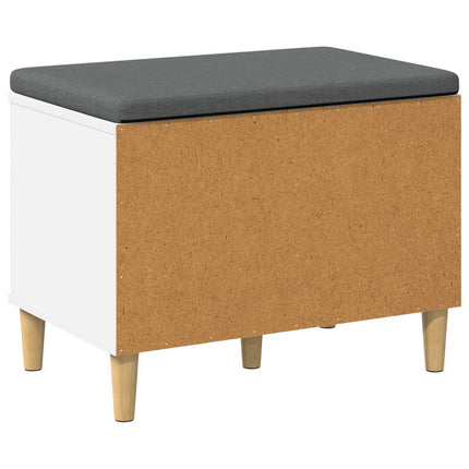 Hallbänk med kudde Vit 60 x 38 x 46 cm Konstruerat Trä och Tyg