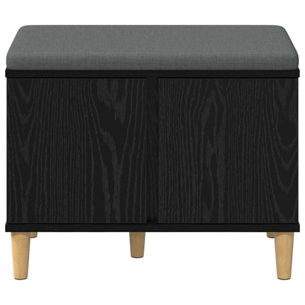 Hallbänk Svart Ek 60 x 38 x 46 cm Konstruerat Trä och Tyg
