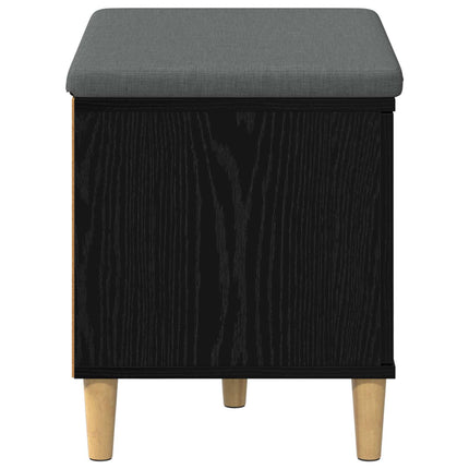 Hallbänk Svart Ek 60 x 38 x 46 cm Konstruerat Trä och Tyg