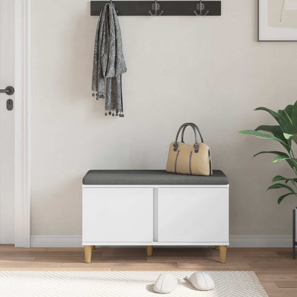 Hallbänk med kudde Vit 80 x 38 x 46 cm Konstruerat Trä och Tyg