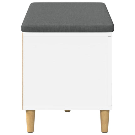 Hallbänk med kudde Vit 80 x 38 x 46 cm Konstruerat Trä och Tyg