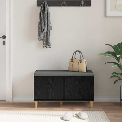 Hallbänk Svart Ek 80 x 38 x 46 cm Konstruerat Trä och Tyg