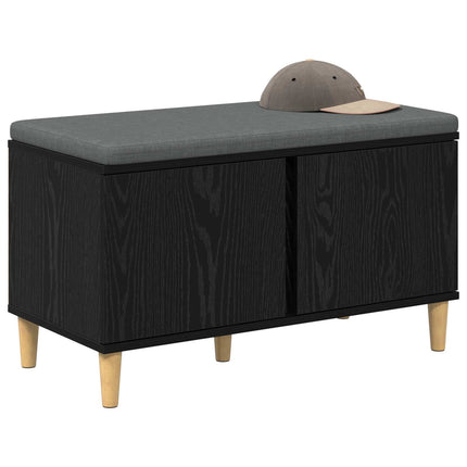 Hallbänk Svart Ek 80 x 38 x 46 cm Konstruerat Trä och Tyg