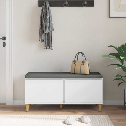 Hallbänk med kudde Vit 100 x 38 x 46 cm Konstruerat Trä och Tyg