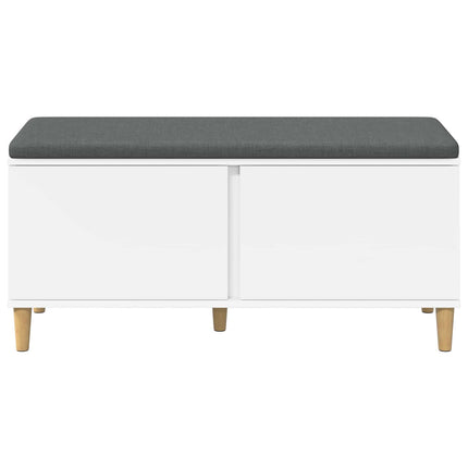 Hallbänk med kudde Vit 100 x 38 x 46 cm Konstruerat Trä och Tyg