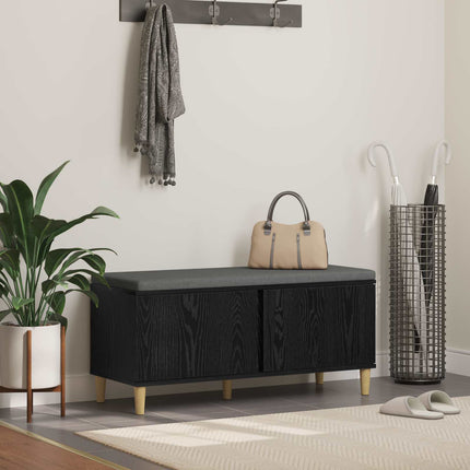 Hallbänk Svart Ek 100 x 38 x 46 cm Konstruerat Trä och Tyg