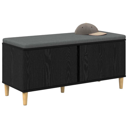 Hallbänk Svart Ek 100 x 38 x 46 cm Konstruerat Trä och Tyg