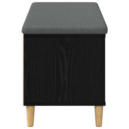 Hallbänk Svart Ek 100 x 38 x 46 cm Konstruerat Trä och Tyg