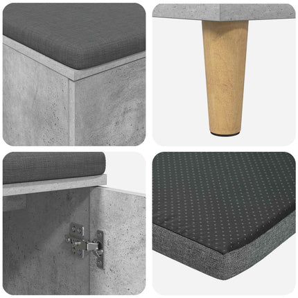 Hallbänk BetongGrå 100 x 38 x 46 cm Konstruerat Trä och Tyg