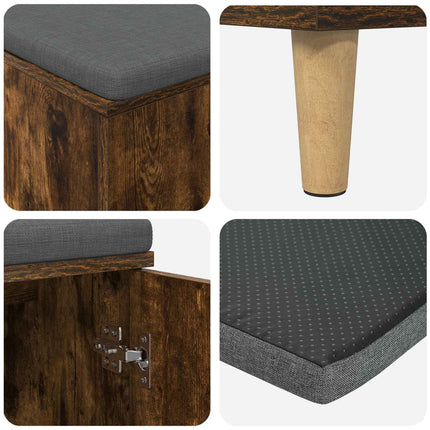 Hallbänk Rökt Ek 100 x 38 x 46 cm Konstruerat Trä och Tyg