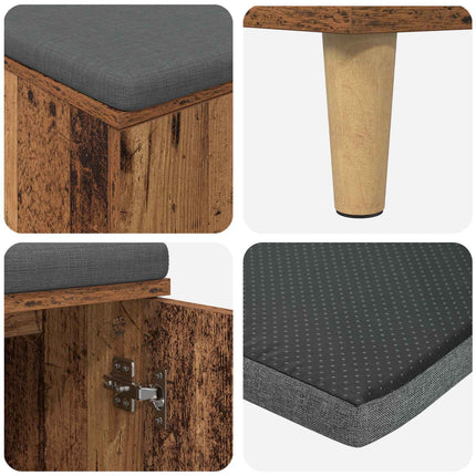 Hallbänk Gammalt trä 100 x 38 x 46 cm Konstruerat Trä och Tyg