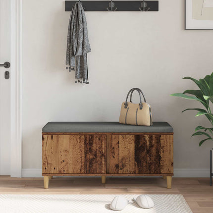 Hallbänk Gammalt trä 100 x 38 x 46 cm Konstruerat Trä och Tyg