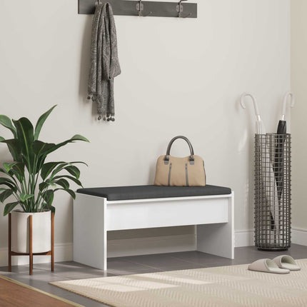 Hallbänk med kudde Vit 80 x 38 x 46 cm