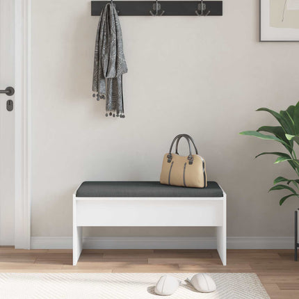 Hallbänk med kudde Vit 80 x 38 x 46 cm