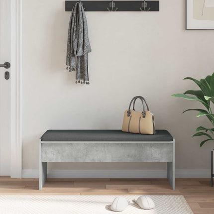 Hallbänk med kudde Betonggrå 103 x 38 x 40 cm