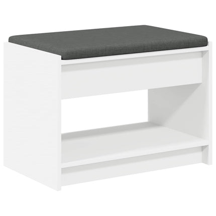 Hallbänk med kudde Vit 63 x 38 x 45 cm Konstruerat Trä och Tyg