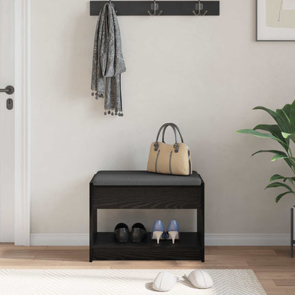 Hallbänk Svart Ek 63 x 38 x 45 cm Konstruerat Trä och Tyg