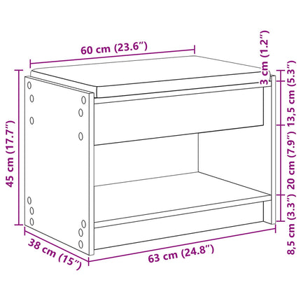 Hallbänk Gammalt trä 63 x 38 x 45 cm Konstruerat Trä och Tyg
